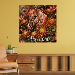 Herbstpferd Floral Chrysanthemen Personalisiert Poster