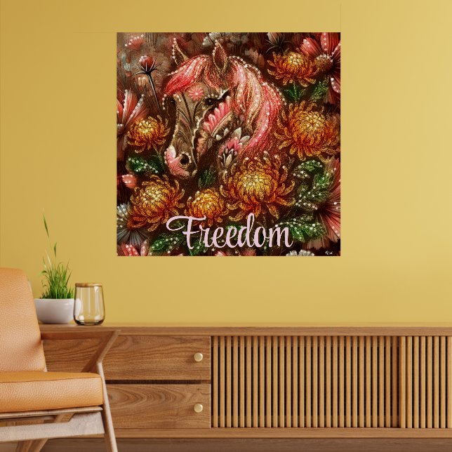Herbstpferd Floral Chrysanthemen Personalisiert Poster (Wohnzimmer 2)