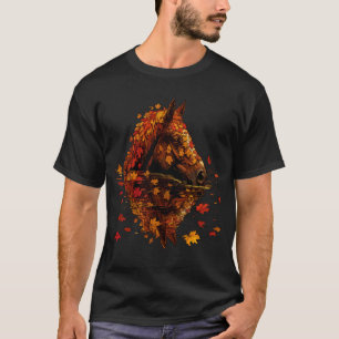 Herbstpferd Kunst Cozy Herbstblätter Ruhiges Tier T-Shirt