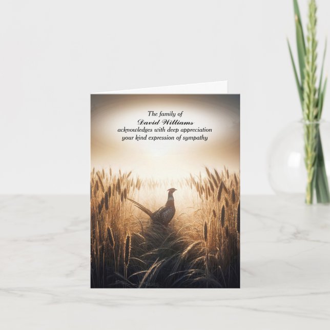 Herbstpheasant Beileid Danke Karte (Vorderseite)