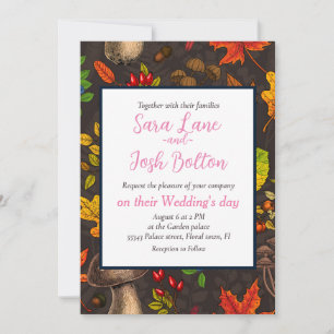 Herbstpilze, Blätter, Nüsse und Beeren im Dunkeln Einladung