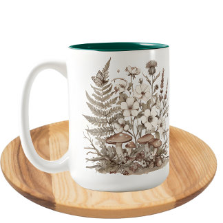 Herbstpilze Cottagecore floral Zweifarbige Tasse