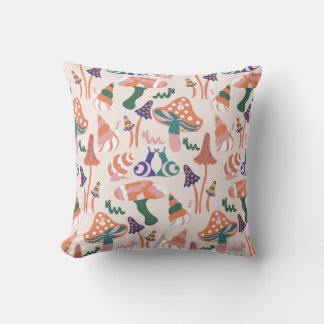 Herbstpilze, farbenfrohe, nahtlose Gestaltung. Kissen