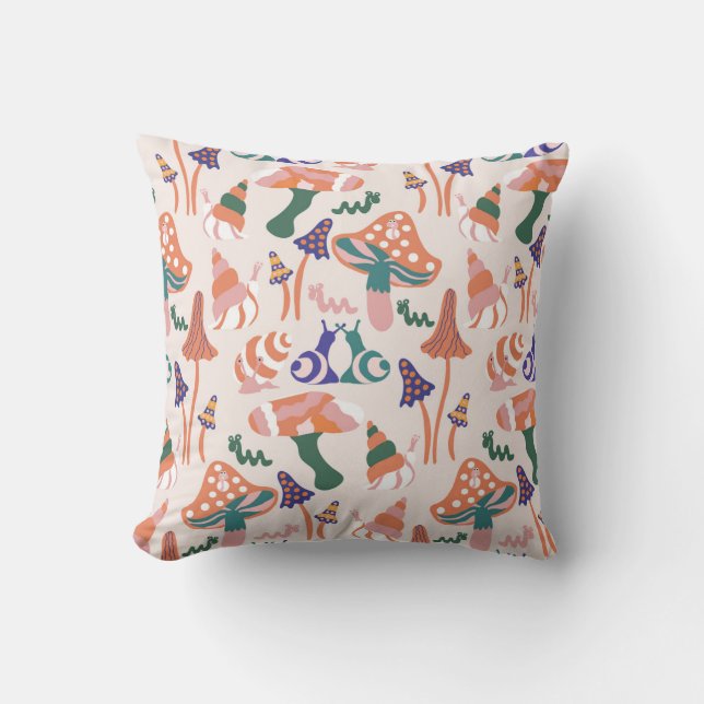 Herbstpilze, farbenfrohe, nahtlose Gestaltung. Kissen (Vorderseite)