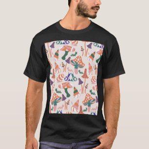 Herbstpilze, farbenfrohe, nahtlose Gestaltung. T-Shirt