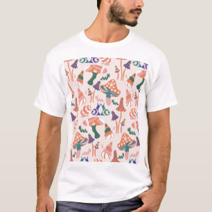 Herbstpilze, farbenfrohe, nahtlose Gestaltung. T-Shirt