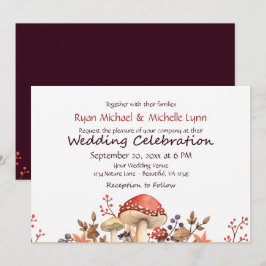 Herbstpilze, Pflanze und Blätter Hochzeit im Herbs Einladung