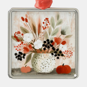 Herbstposy und rostgesprenkelter Topf Ornament Aus Metall