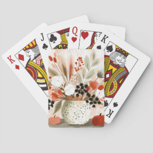 Herbstposy und rostgesprenkelter Topf Spielkarten