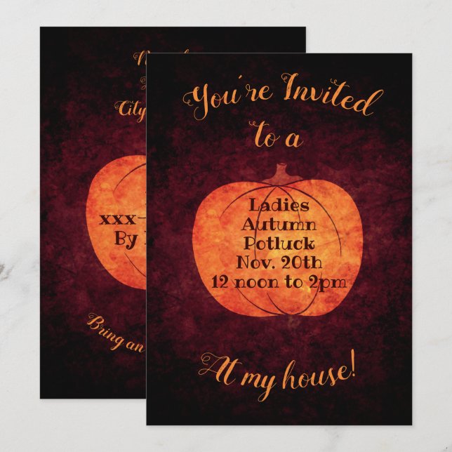Herbstpotluck Luncheon Party Einladung (Vorne/Hinten)