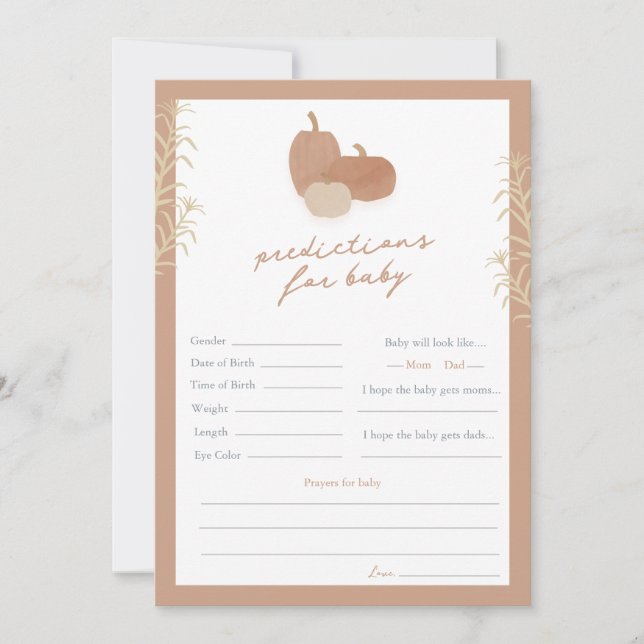 Herbstprognosen für Baby Shower Game (Vorderseite)