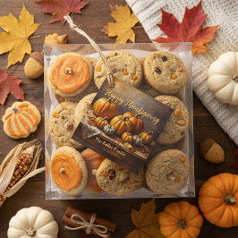Herbstpumpen auf dem rustikalen Erntedank Geschenkanhänger