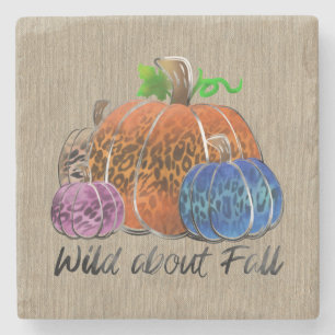 Herbstpumpen auf Karierten Herbstplätzen von Fall  Steinuntersetzer
