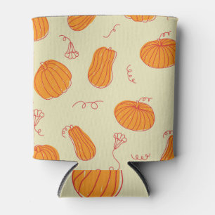 Herbstpumpen: Doodle Orange Muster. Dosenkühler