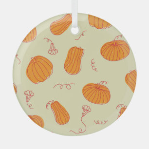 Herbstpumpen: Doodle Orange Muster. Ornament Aus Glas