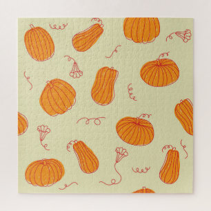 Herbstpumpen: Doodle Orange Muster. Puzzle