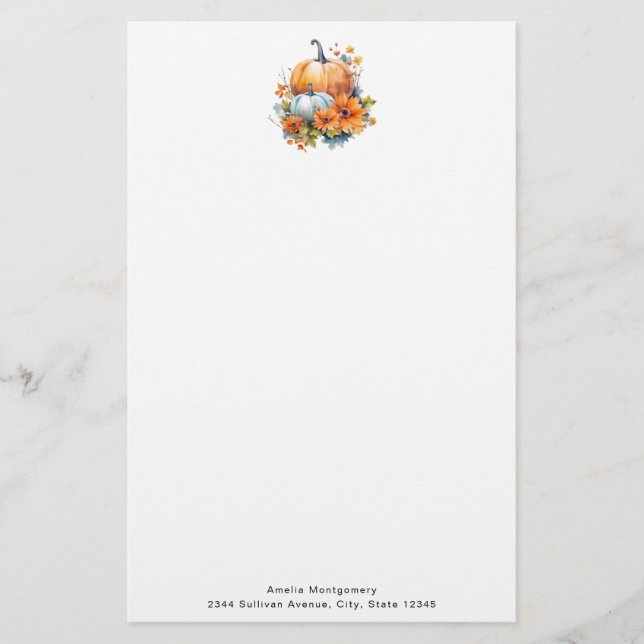 Herbstpumpen mit Blume und Folies Briefpapier (Vorderseite)