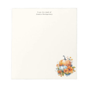 Herbstpumpen mit Blume und Folies Notizblock