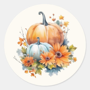 Herbstpumpen mit Blume und Folies Runder Aufkleber