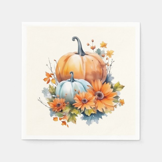 Herbstpumpen mit Blume und Folies Serviette (Vorderseite)