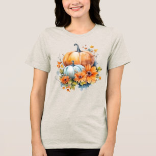 Herbstpumpen mit Blume und Folies Tri-Blend Shirt