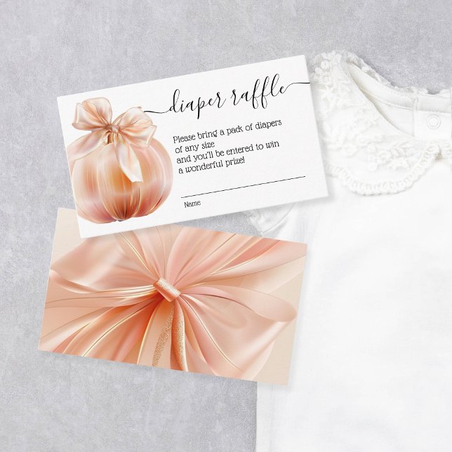 Herbstpumpen mit Bow Diaper Raffle Begleitkarte (satin pumpkin with a bow)