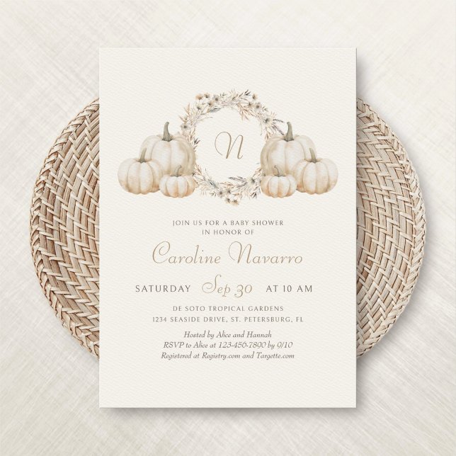 Herbstpumpen Monogram Herbstdusche Einladung (Von Creator hochgeladen)