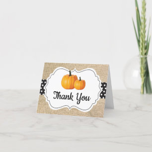 Herbstpumpen Orange Black and White Burlap Dankeskarte