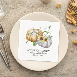 Herbstpumpen Sonnenblumen und Baumwolle Blume Serviette