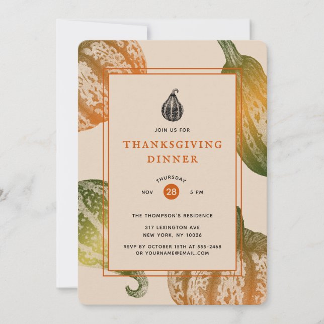 Herbstpumpen-Tintenklemme Zeichnend Einladung (Vorderseite)