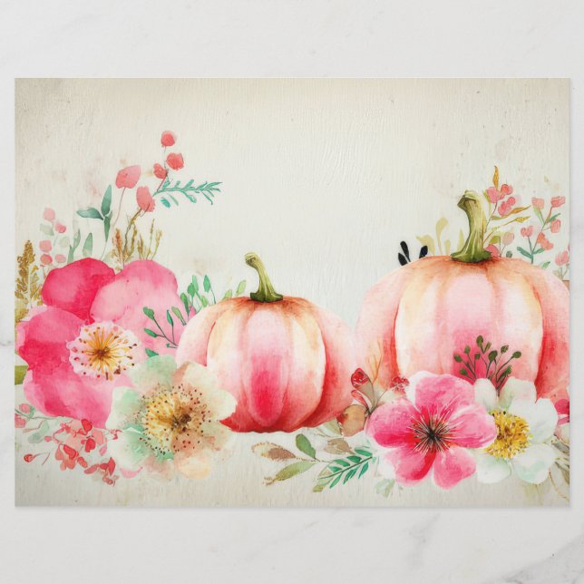 Herbstpumpen und Blume fallen Scapbook Paper (Vorderseite)