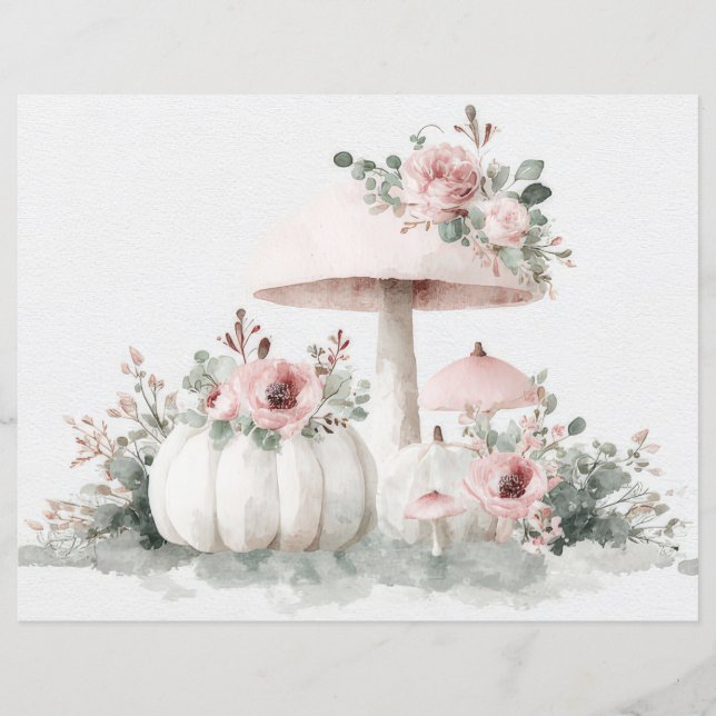 Herbstpumpen und Blume fallen Scapbook Paper (Vorderseite)