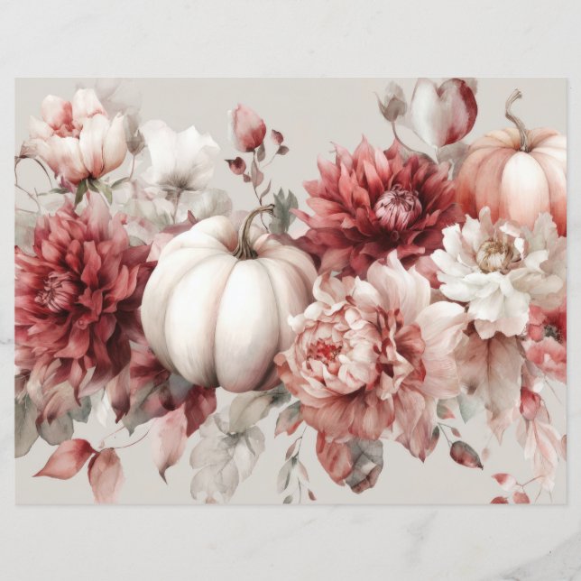 Herbstpumpen und Blume fallen Scapbook Paper (Vorderseite)