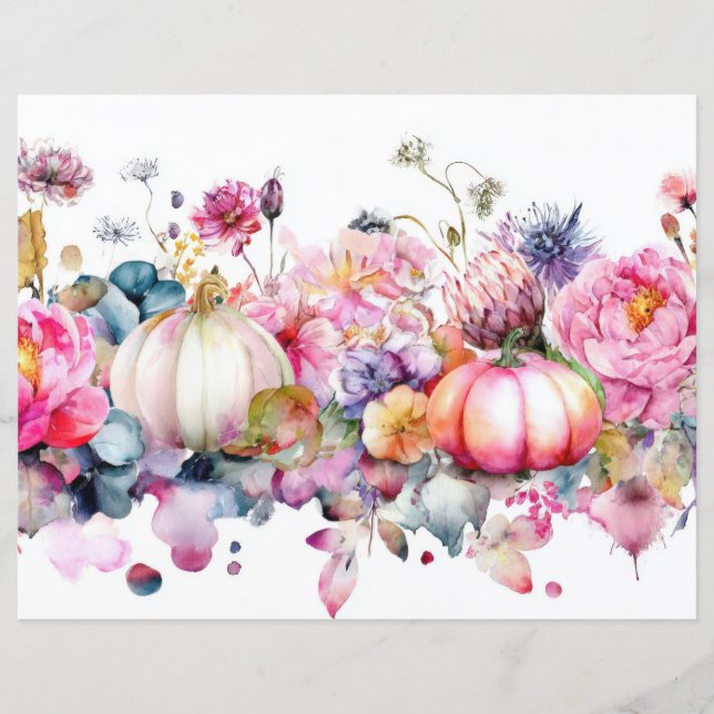 Herbstpumpen und Blume fallen Scapbook Paper (Vorderseite)