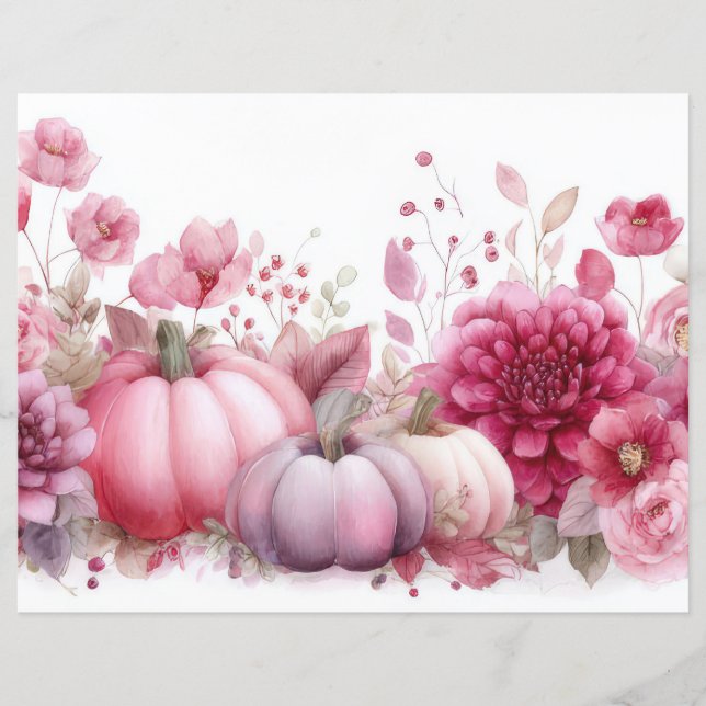 Herbstpumpen und Blume fallen Scapbook Paper (Vorderseite)