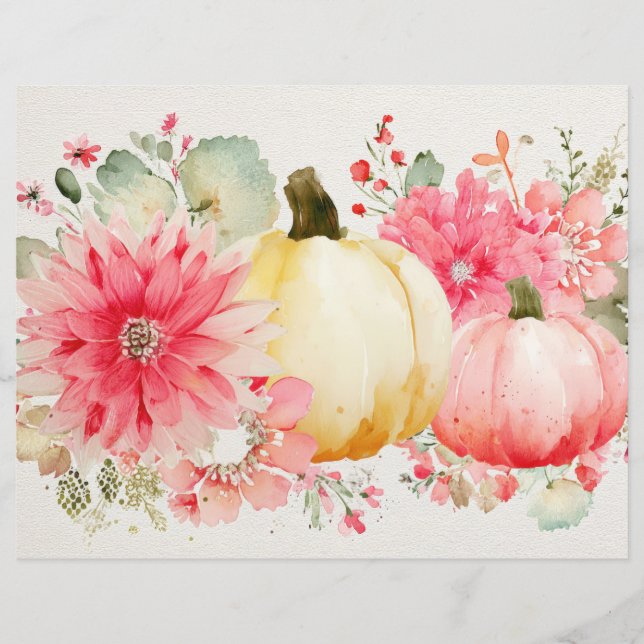 Herbstpumpen und Blume fallen Scapbook Paper (Vorderseite)