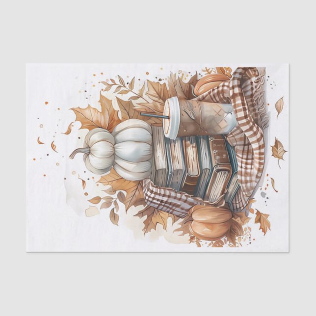 Herbstpumpen und Blume fallen Seidenpapier (Vorderseite)