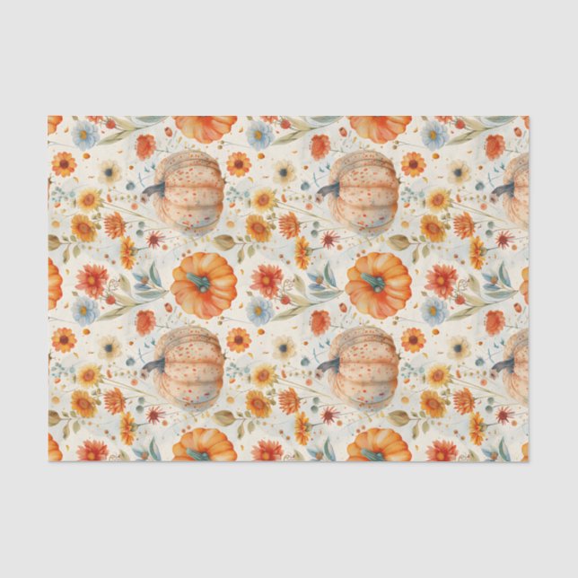 Herbstpumpen und Blume fallen Seidenpapier (Vorderseite)