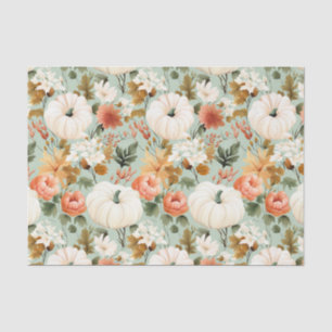 Herbstpumpen und Blume fallen Seidenpapier
