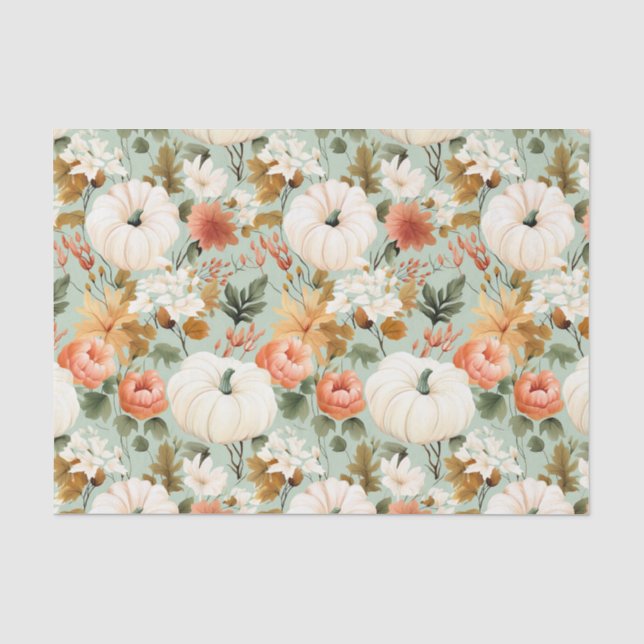 Herbstpumpen und Blume fallen Seidenpapier (Vorderseite)