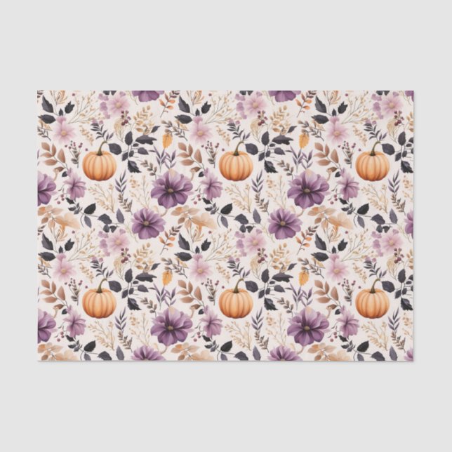 Herbstpumpen und Blume fallen Seidenpapier (Vorderseite)
