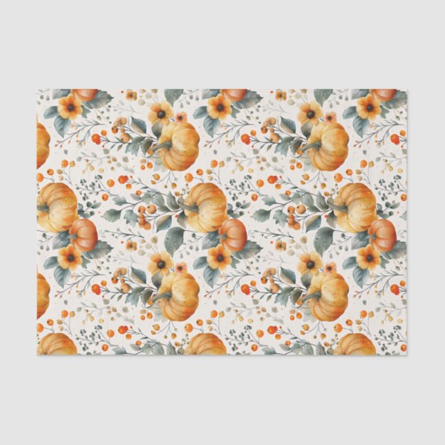 Herbstpumpen und Blume fallen Seidenpapier (Vorderseite)