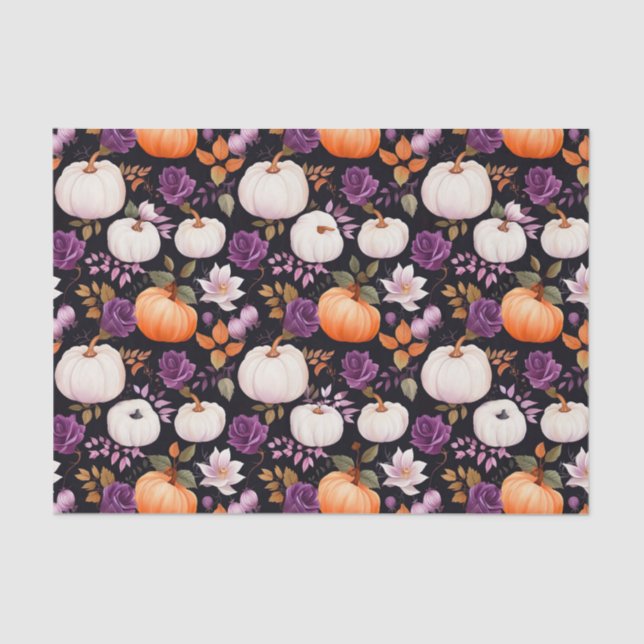 Herbstpumpen und Blume fallen Seidenpapier (Vorderseite)