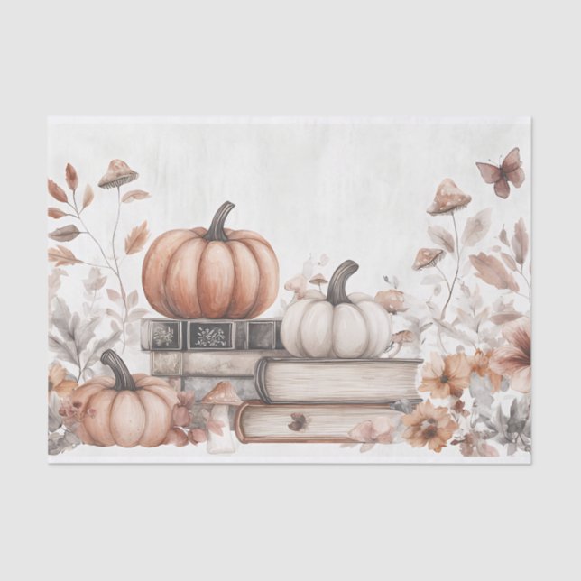 Herbstpumpen und Blume fallen Seidenpapier (Vorderseite)