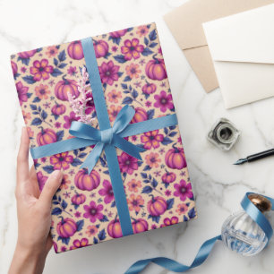 Herbstpumpen und Blume Herbstblumenmuster Geschenkpapier