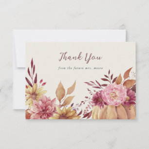 Herbstpumpen und Herbstfallen - Wildblumen flach Dankeskarte