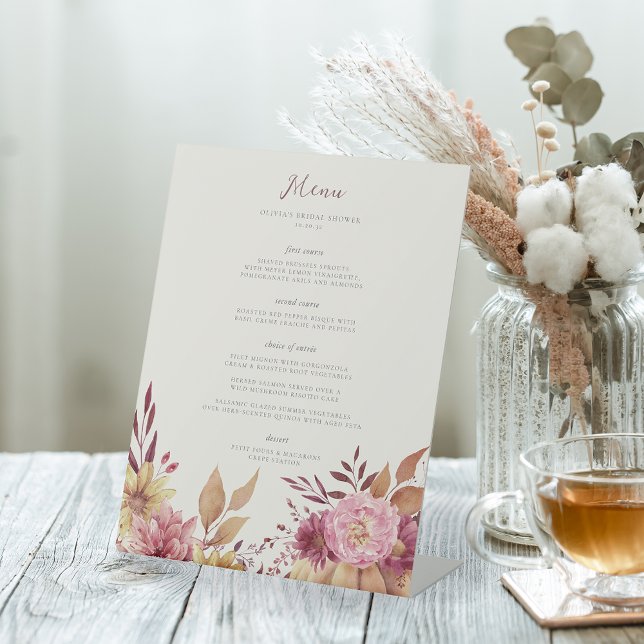 Herbstpumpen und Wildblumen-Fall-Menü Sockelschild (Von Creator hochgeladen)