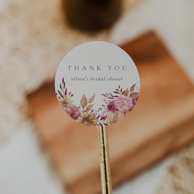 Herbstpumpen und Wildblumen Herbst Brautparty Runder Aufkleber (Von Creator hochgeladen)