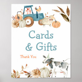 Herbstpumpenfarm Tiertraktor Wasserfarbenposter Poster