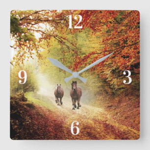 Herbstrausch Quadratische Wanduhr